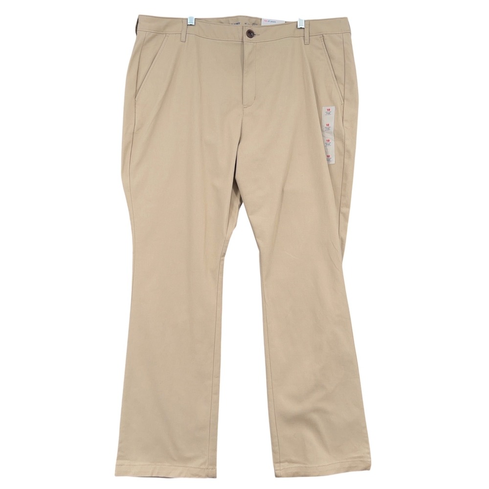Old Navy High-Rise Flare Women 18 Cotton Spandex‎ Khaki Tan Pants